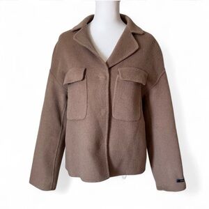 Ecru Emissary Wool Blend Mocha Handmade Collared Jacket size Small